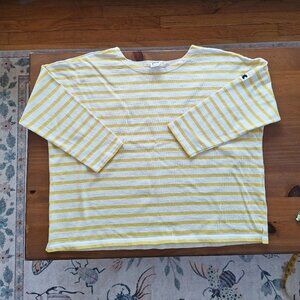 Joanie Clothing Yellow and White Striped Long Sleeve Shirt US M (UK L)